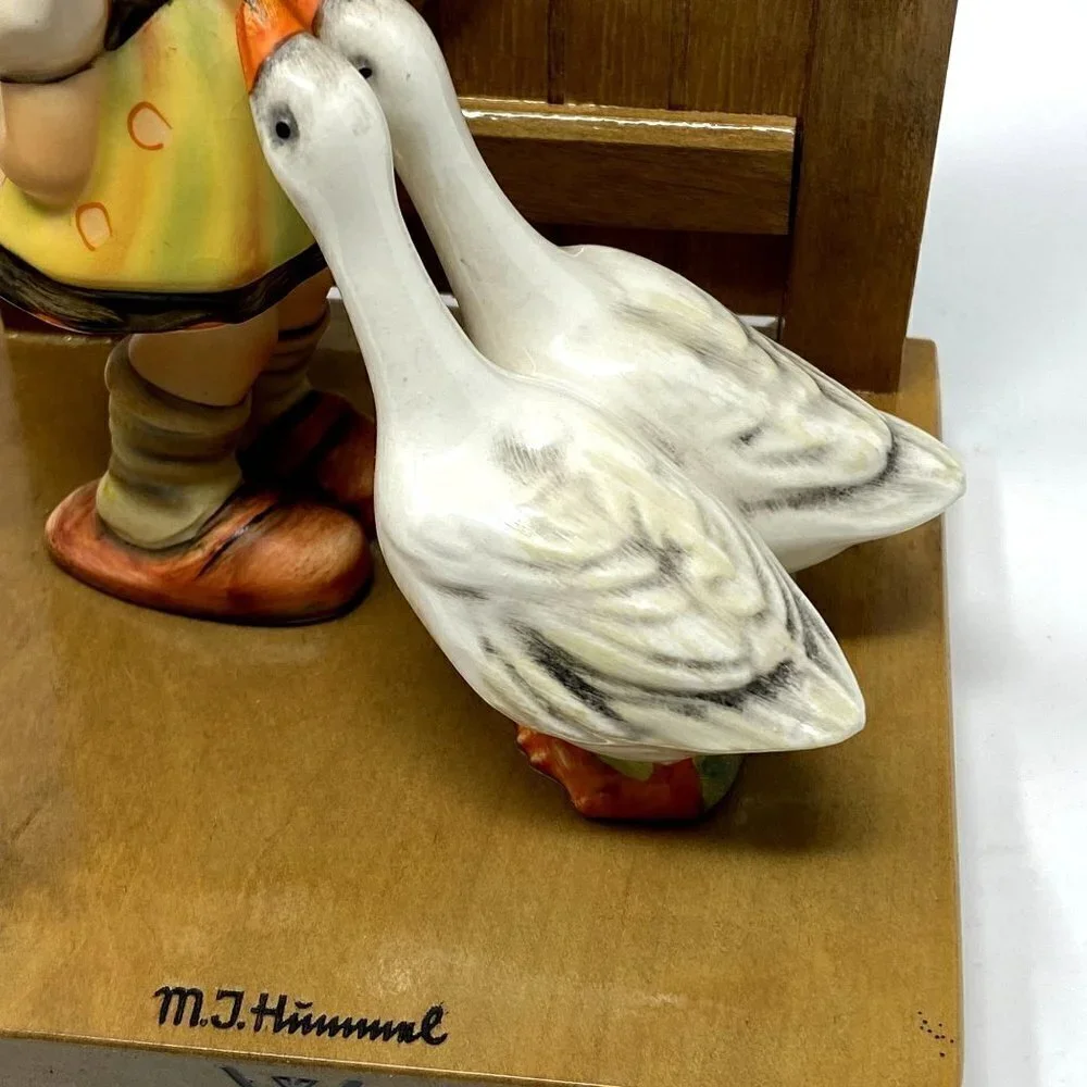 GOEBEL MI HUMMEL GOOSE GIRL FARM BOY BOOKENDS Vintage Rare